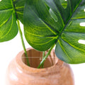 IMPODIO Vas Bunga bahan kayu – Dekorasi meja bunga artificial monstera - tampak samping