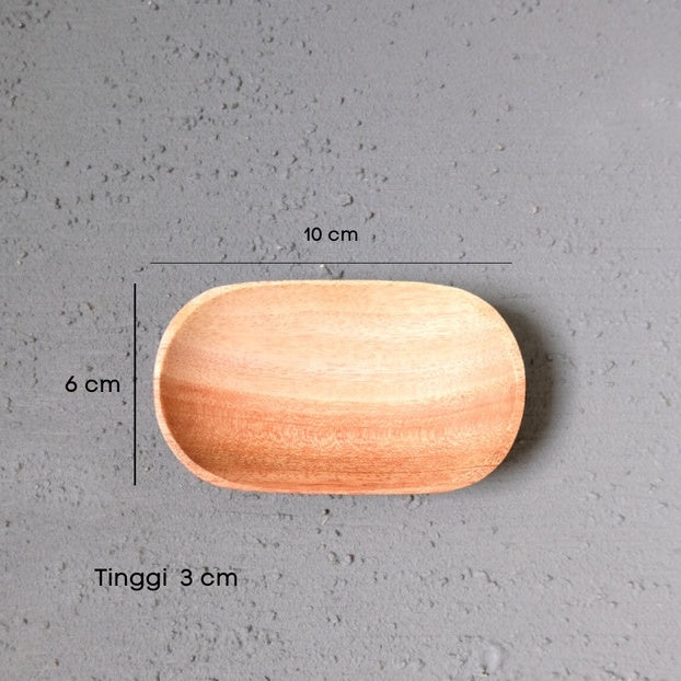 IMPODIO Mini Oval Plate  / Piring Kayu lonjong kecil ukuran 10 x 6cm