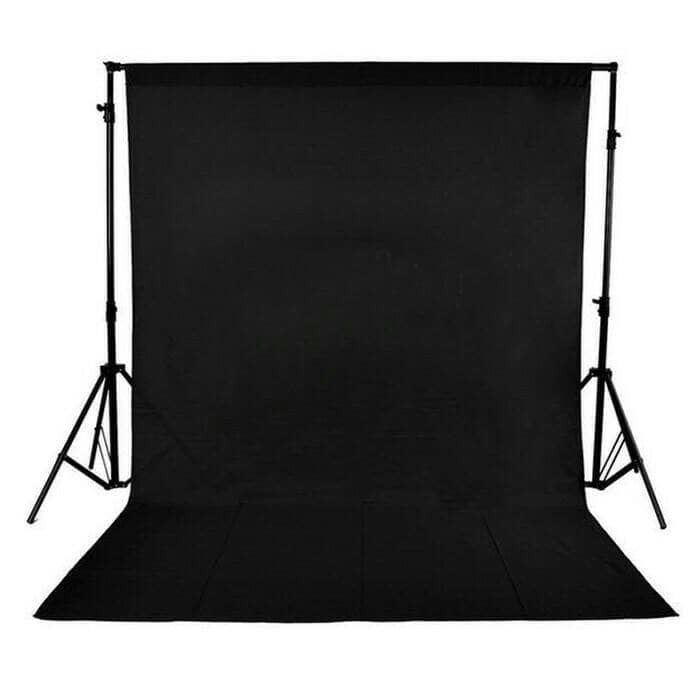 IMPODIO Kain Background warna hitam lebar ukuran 2.4m x 3m