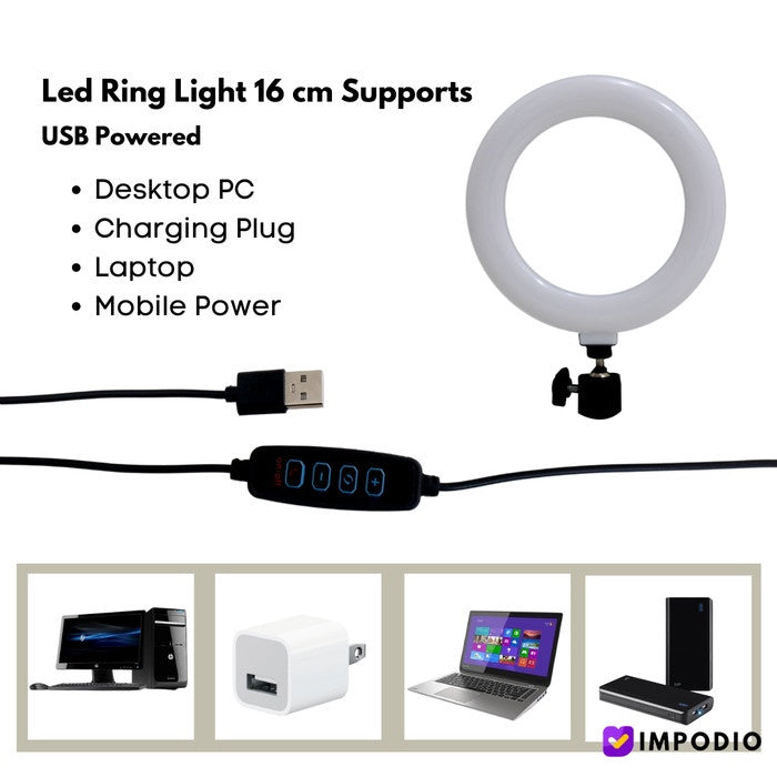 Impodio Ring Light 16cm Selfie Vlogger Livestreamer FREE Tripod Lipat