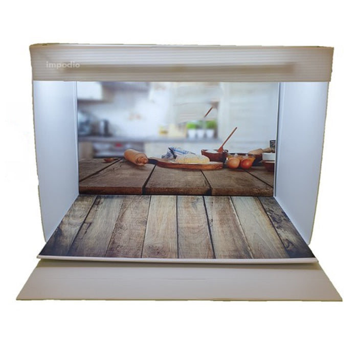 IMPODIO Alasfoto motif kayu dan dapur ukuran A2 dengan BOX STUDIO FOTO