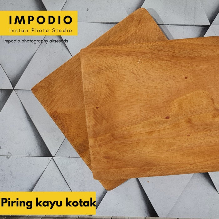 Piring Kayu kotak 10x10cm - Aksesoris Photography