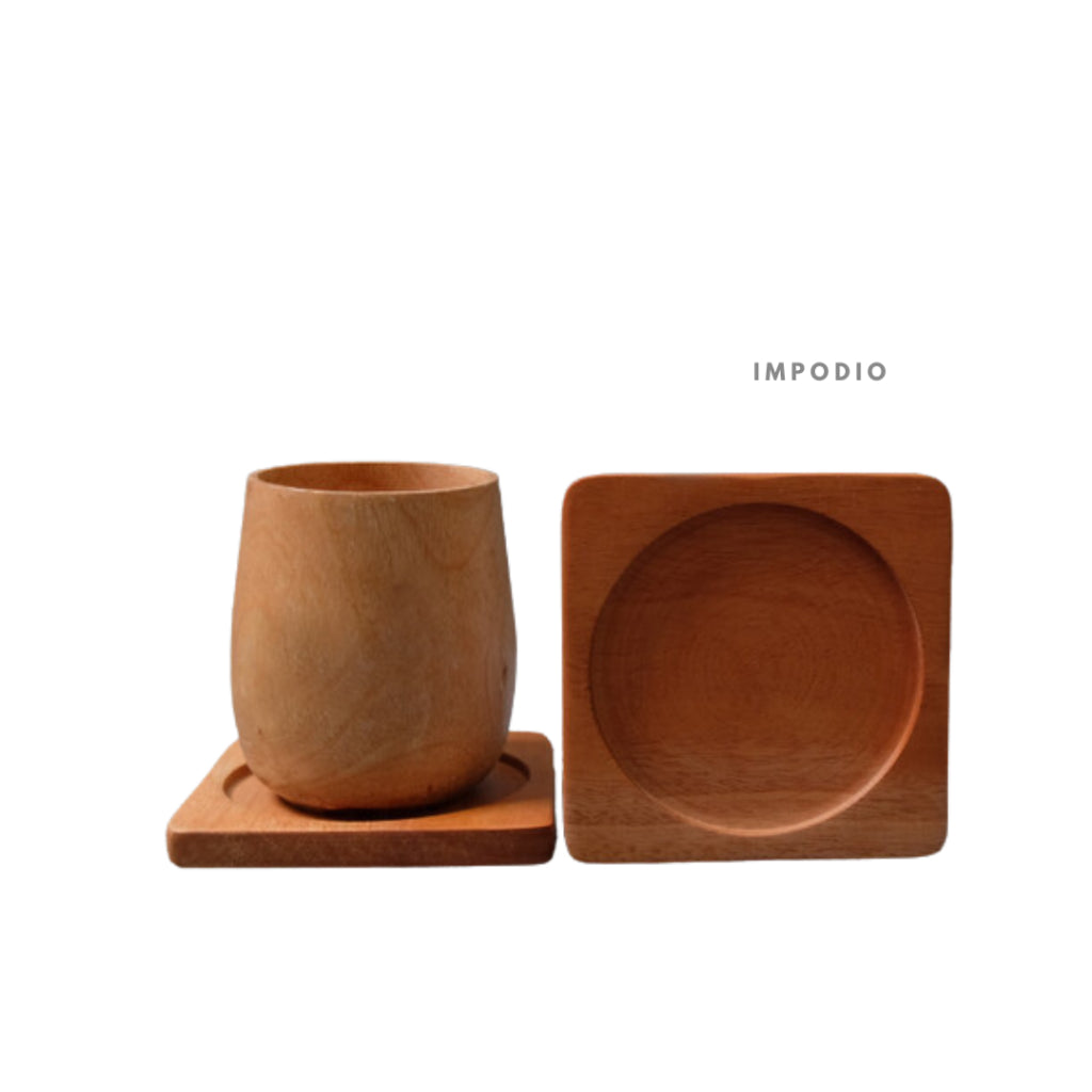 IMPODIO Koleksi coaster / tatakan gelas Kayu asli 3 varian