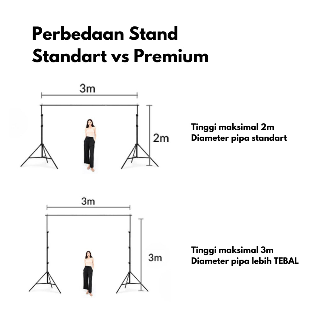IMPODIO Background Stand Foto Studio ukuran Tinggi 300cm dan 200cm