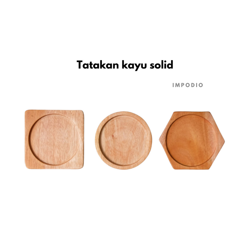IMPODIO Koleksi coaster / tatakan gelas Kayu asli 3 varian