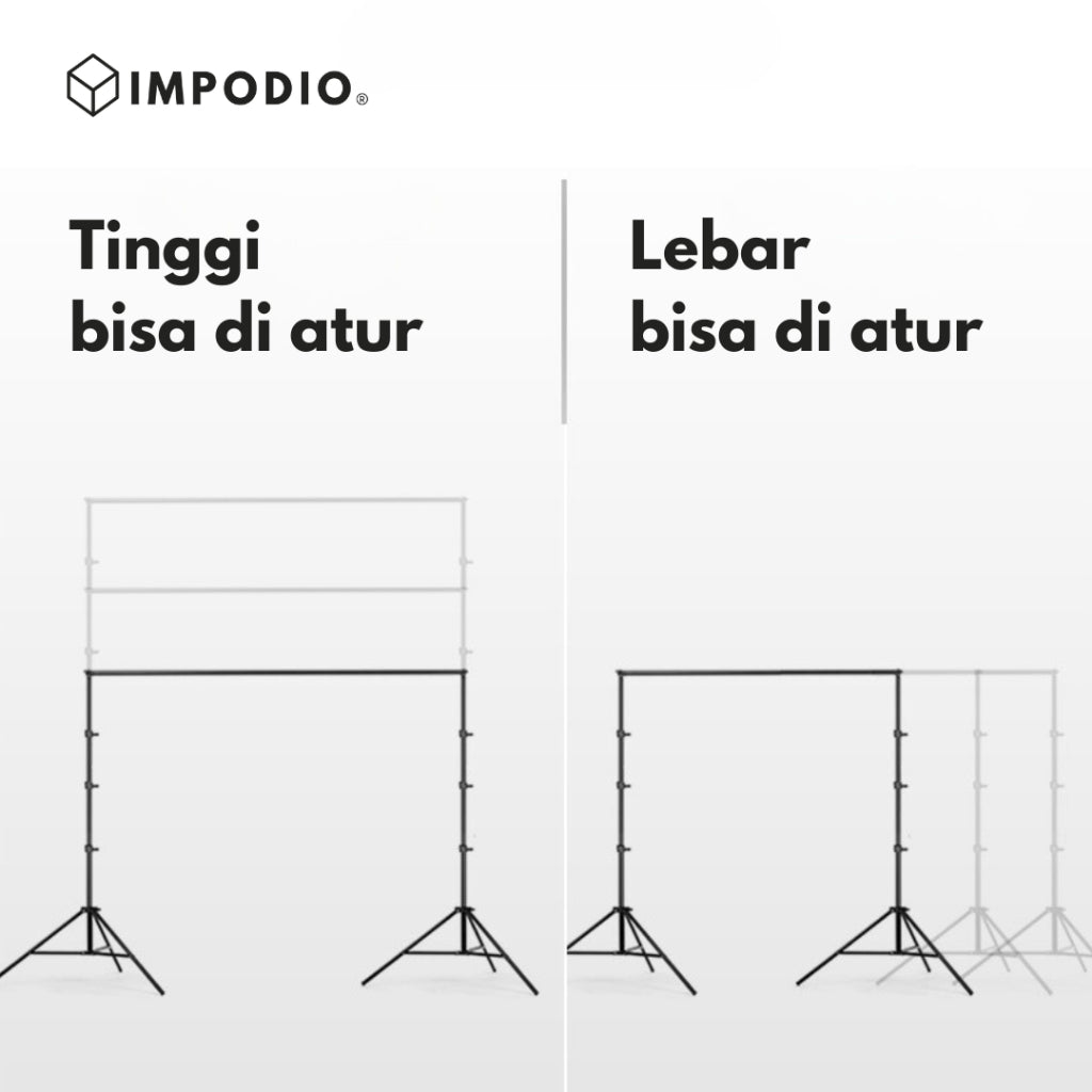 IMPODIO Background Stand Foto Studio ukuran Tinggi 300cm dan 200cm