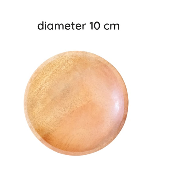 IMPODIO Piring mini Tempat sambal cobek kayu diameter 8cm dan 10cm