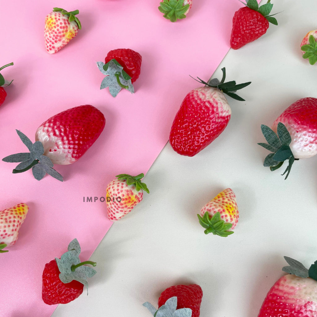 IMPODIO Mini strawberry palsu / buah plastik untuk Properti foto produk