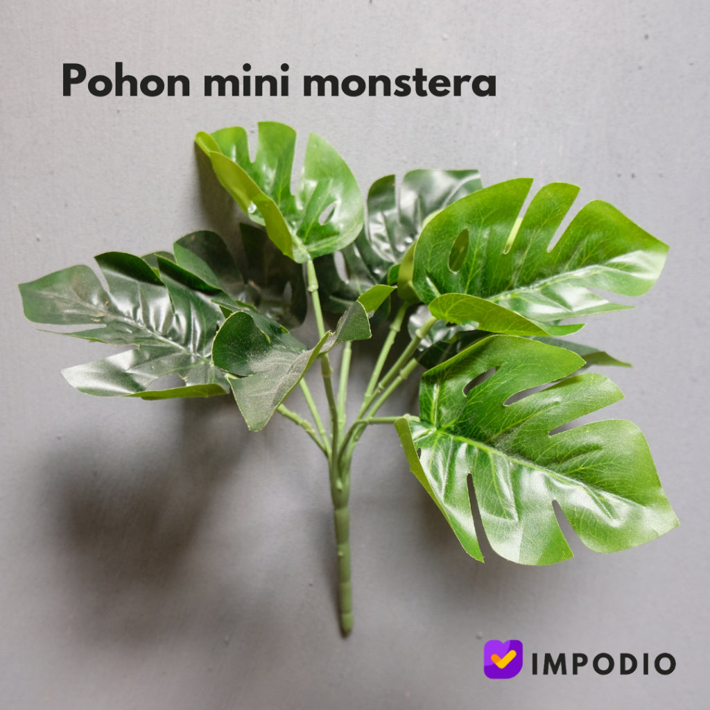 IMPODIO Mini Pohon monstera - montsera artficial 7 tangkai - Properti foto