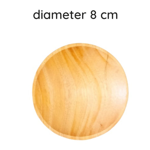 IMPODIO Piring mini Tempat sambal cobek kayu diameter 8cm dan 10cm