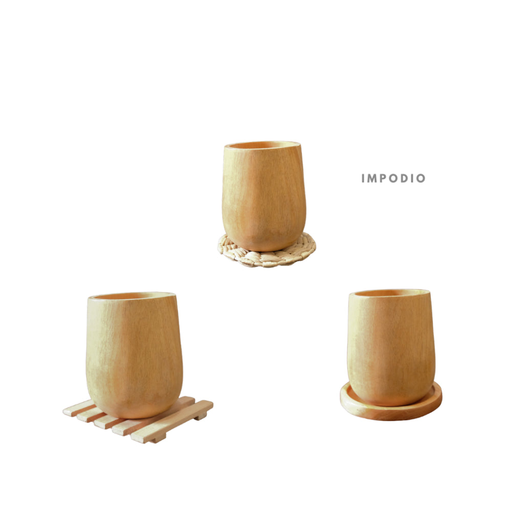 IMPODIO Koleksi tatakan gelas Kayu berkualitas 8 varian