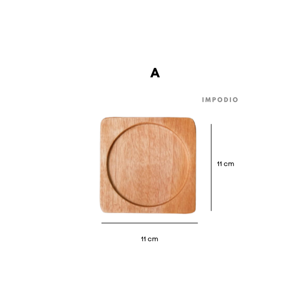 IMPODIO Koleksi coaster / tatakan gelas Kayu asli 3 varian