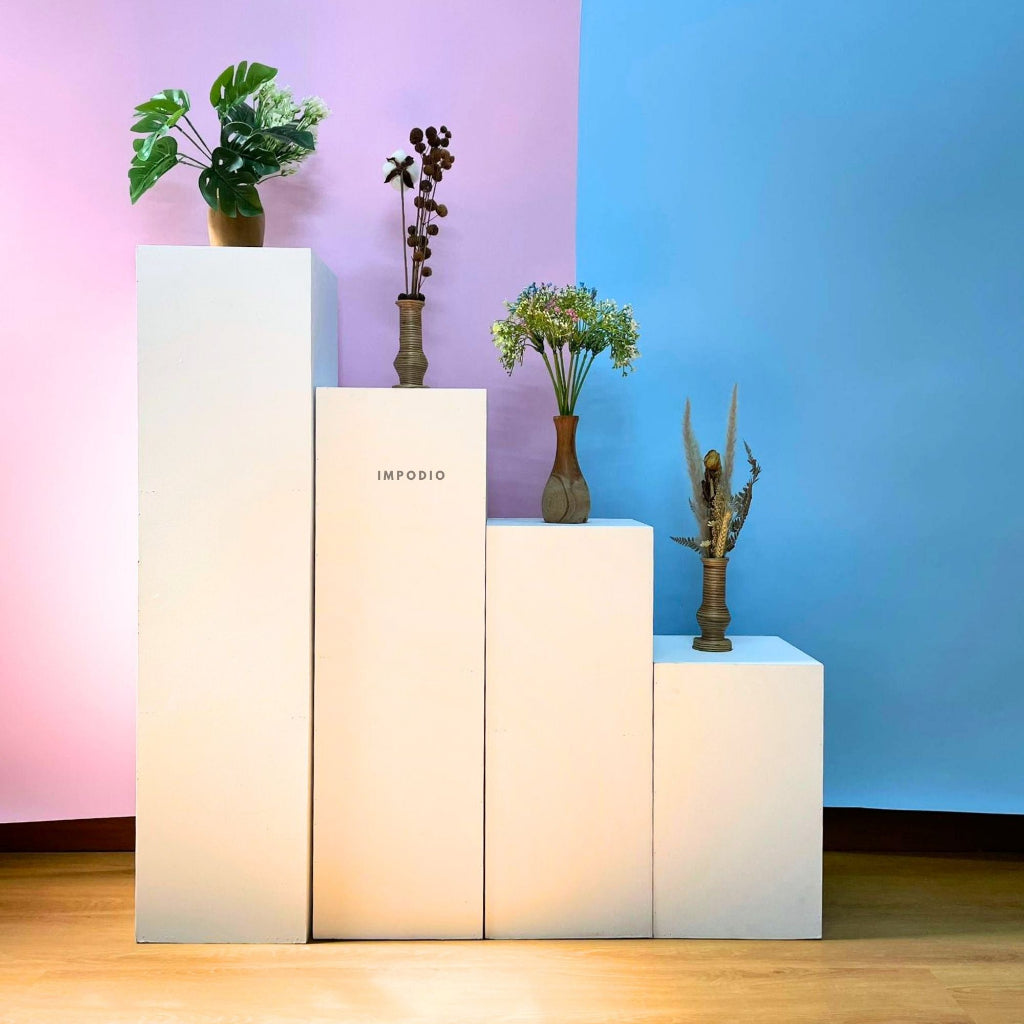 IMPODIO Kotak podium props kubus white large 25x25x100cm - kokoh dan kuat bisa tahan 100kg