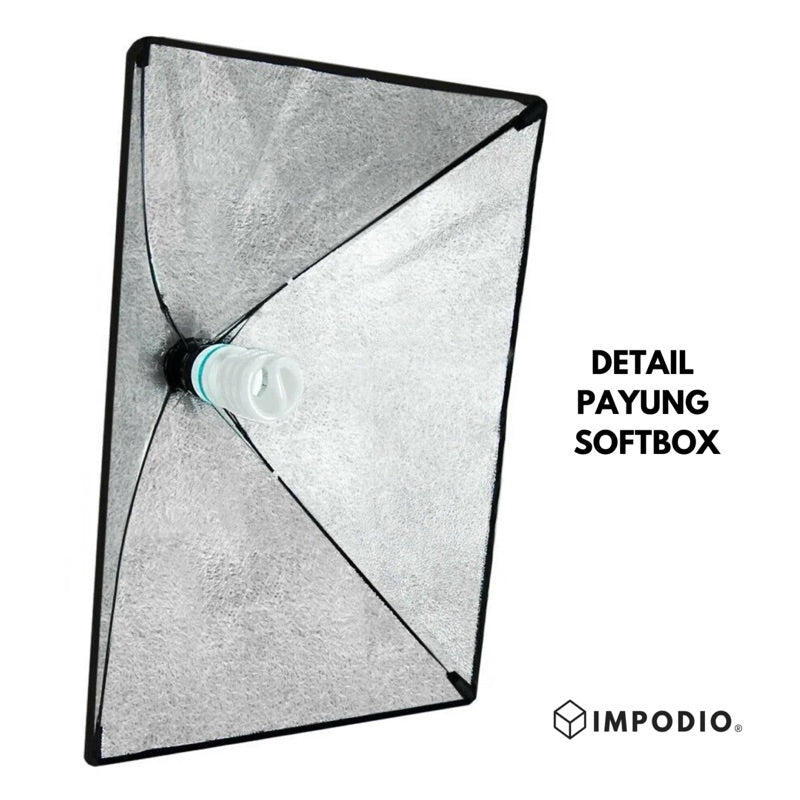 IMPODIO Paket lighting home studio 2 Softbox lighting lengkap super - tampak samping