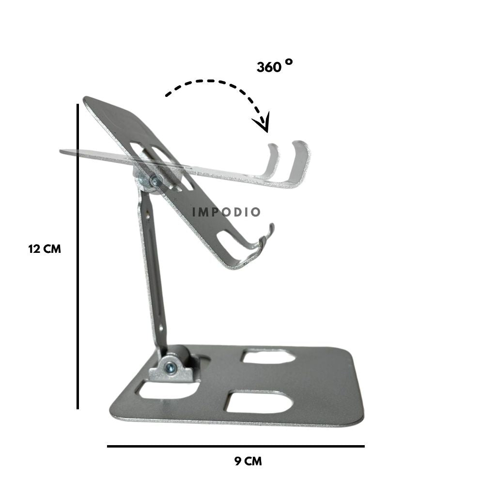 IMPODIO Phone Holder Meja Bahan Besi HP Tablet - tampak samping