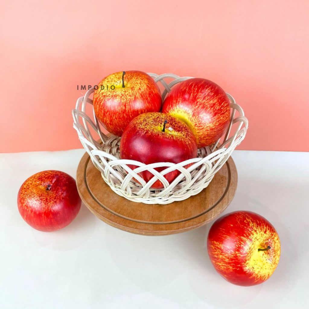 IMPODIO Apel Fuji Fake Palsu - Buah Artificial Imitasi Properti Foto Produk