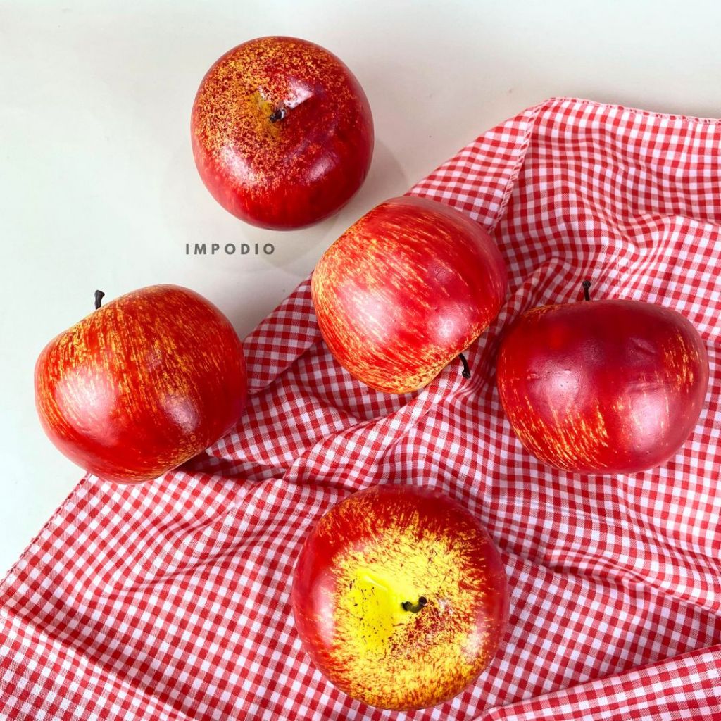IMPODIO Apel Fuji Fake Palsu - Buah Artificial Imitasi Properti Foto Produk