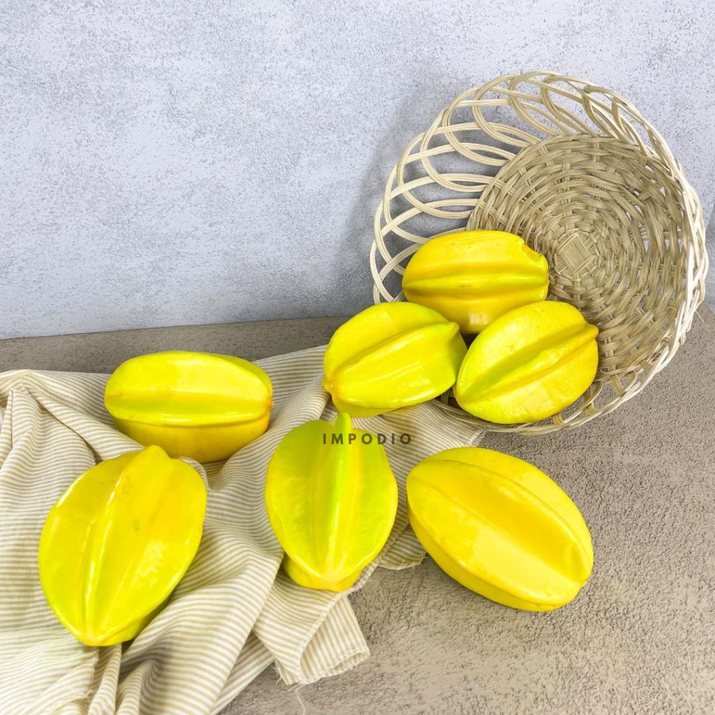 IMPODIO Belimbing Buah Palsu Artifical - Starfruit Fake Properti Dekorasi Foto Produk