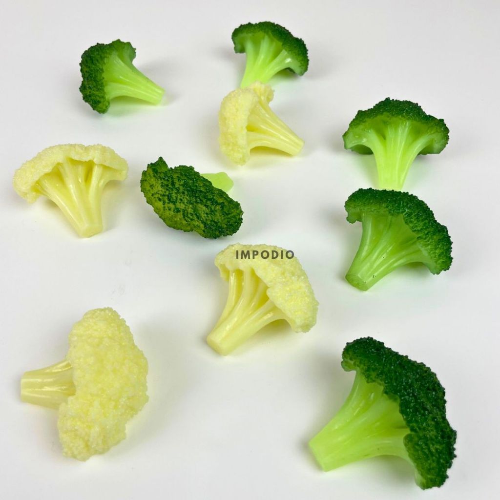 IMPODIO Sayur Brokoli Kembang Kol Artificial Palsu - Fake Vegetables Broccoli Cauliflower Dekorasi Props Foto