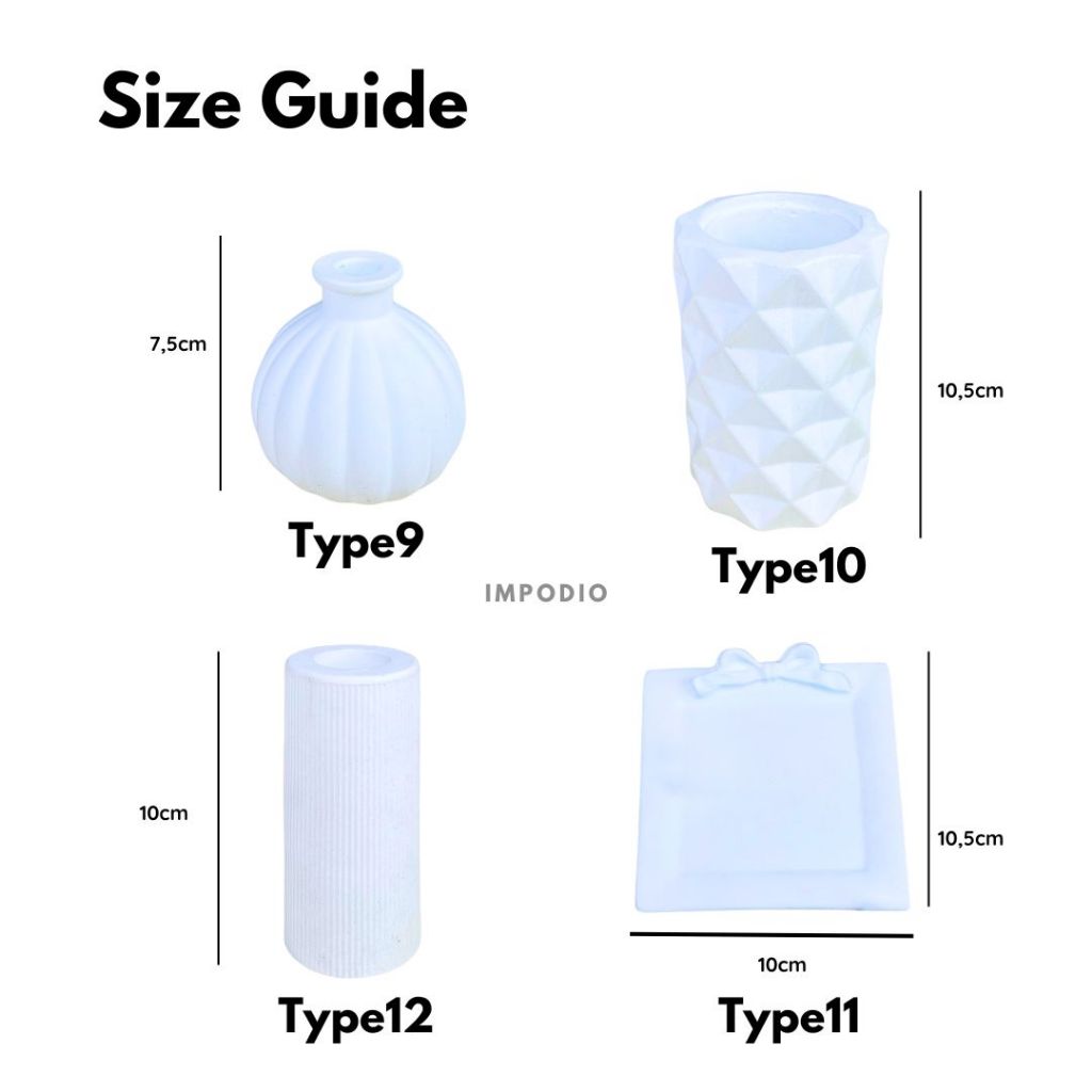 IMPODIO Mini Flower Vase Concrete Mini Nordic  Aesthetic berbagai variant-  Vas Bunga Dekorasi Meja Props Foto Produk