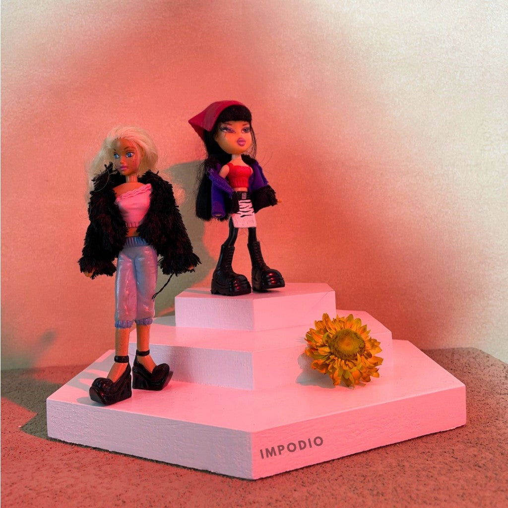 IMPODIO Podium Stage Kayu 3 Tingkat Display Produk Miniatur - Dekorasi Props Foto Produk