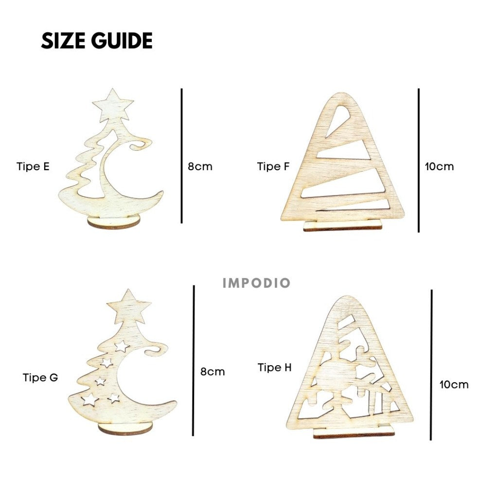 IMPODIO Pohon Natal Kayu Mini - Wooden Christmas Tree Props Foto Dekorasi Natal