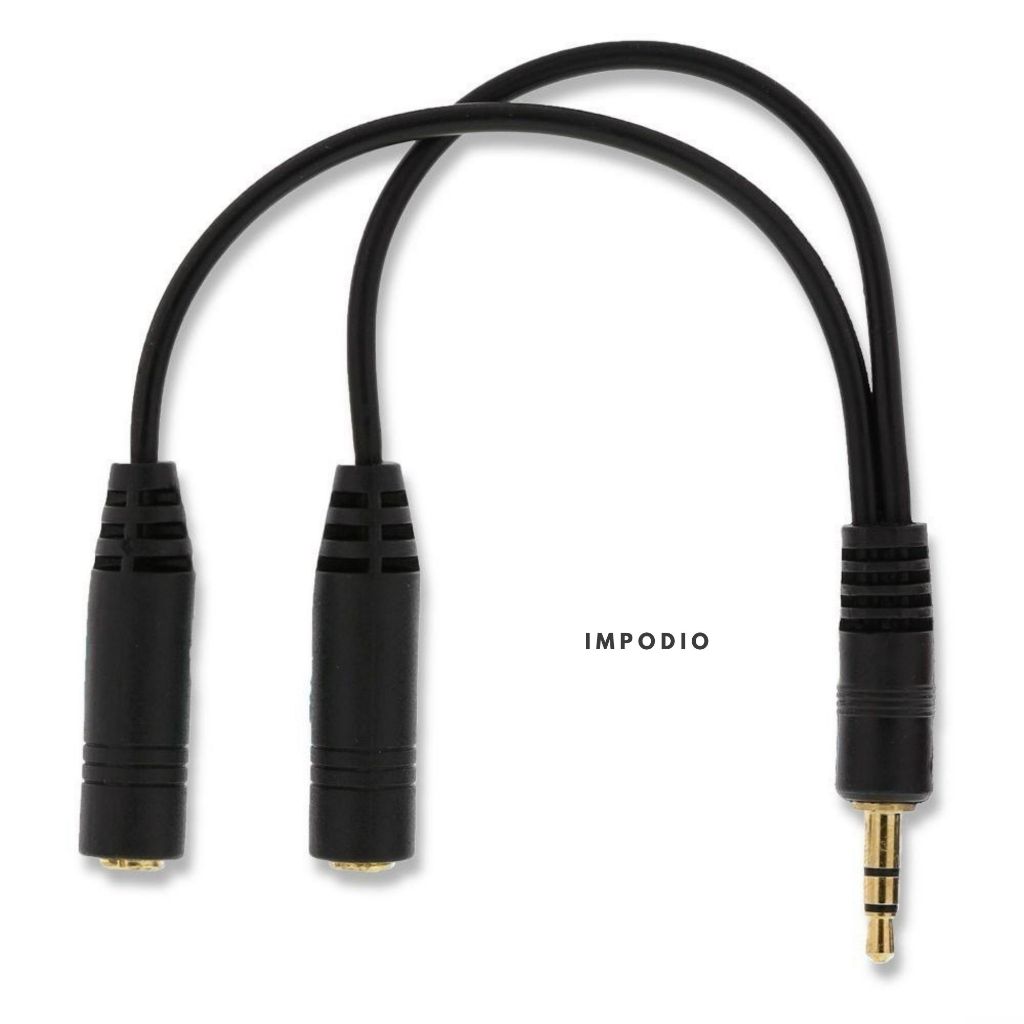 IMPODIO Kabel splitter audio Hifi Jack 3.5mm jadi 2 slot 3.5mm