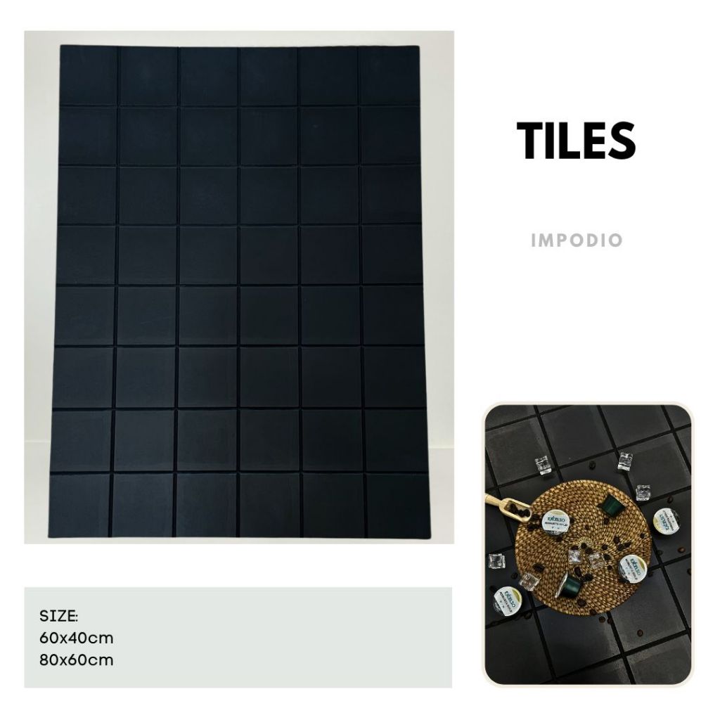 IMPODIO Hardboard Alas Foto Papan Tiles Stripe Wall Panel - Alas Foto Produk