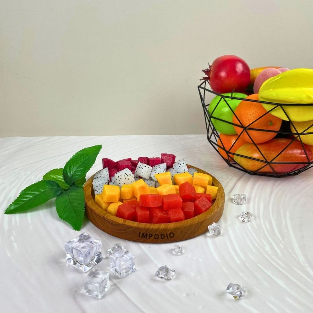 IMPODIO Buah Potong artificial-Buah Naga Mangga Semangka Dekorasi buah potong palsu - Fake Fruits Props Foto Produk
