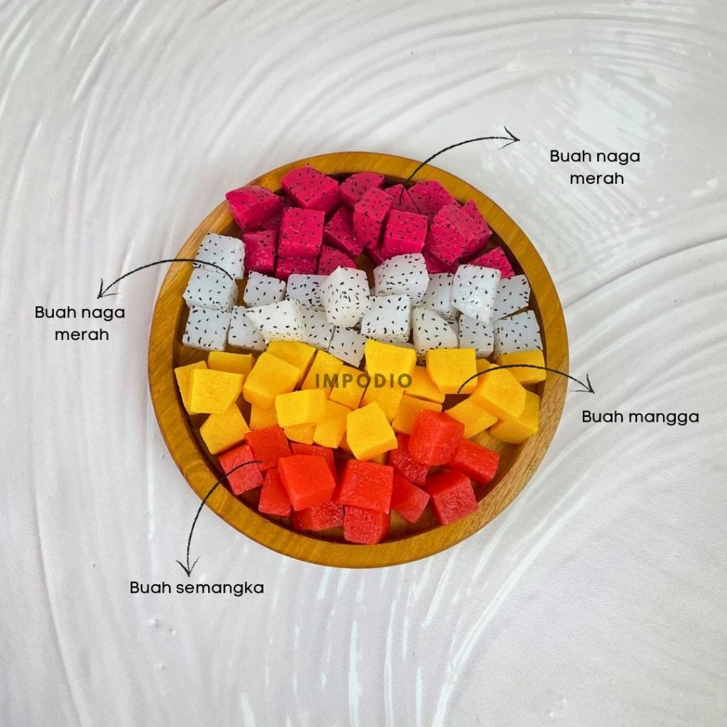 IMPODIO Buah Potong artificial-Buah Naga Mangga Semangka Dekorasi buah potong palsu - Fake Fruits Props Foto Produk