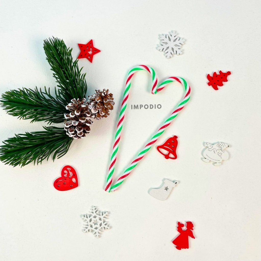 IMPODIO Permen Tongkat Natal Candy Cane Artificial Christmas Decoration  - Props Hiasan Foto Natal