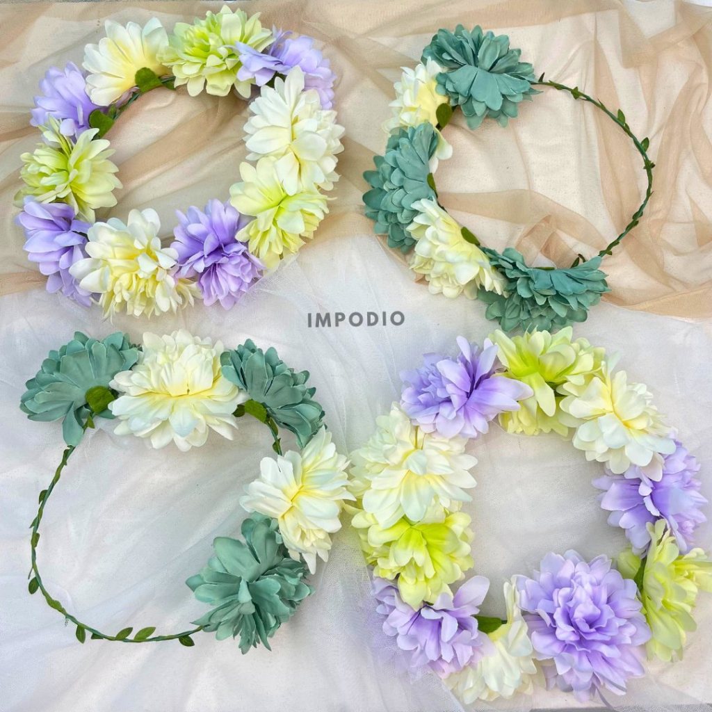IMPODIO Round Flower Artificial - Rangkaian Bunga Palsu Props Foto Produk