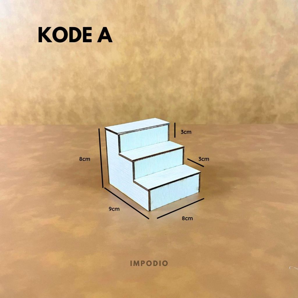 IMPOPDIO Tangga Podium Kayu Natural Wood - Display Produk Mini Skincare Props Foto