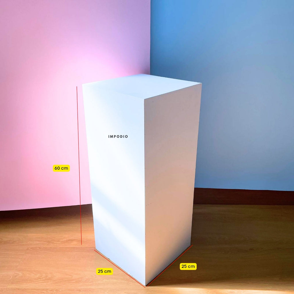 IMPODIO Kotak podium props kubus white large 25x25x100cm - kokoh dan kuat bisa tahan 100kg