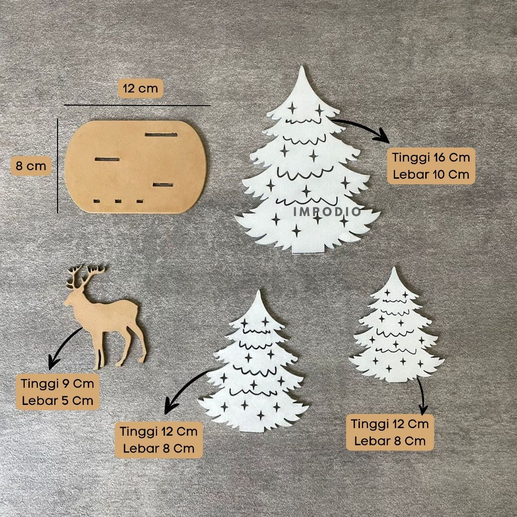 IMPODIO Ornamen rusa dan pohon natal - Props foto produk