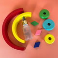 IMPODIO Kayu Warna warni bentuk Arch – donut - background putih