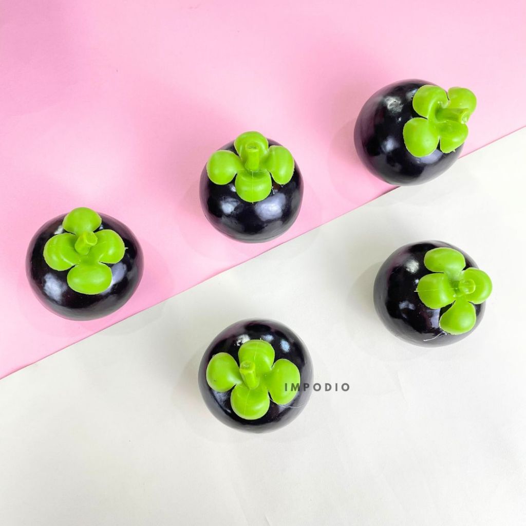 IMPODIO Manggis Artificial - Buah Palsu Imitasi Props Foto Produk