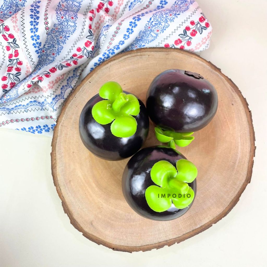 IMPODIO Manggis Artificial - Buah Palsu Imitasi Props Foto Produk