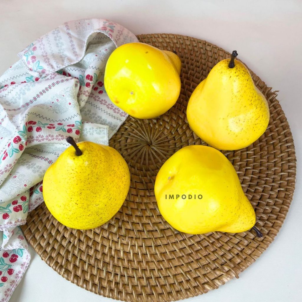 IMPODIO Buah Pear Artificial Palsu - Fake Pear Dekorasi Foto Produk