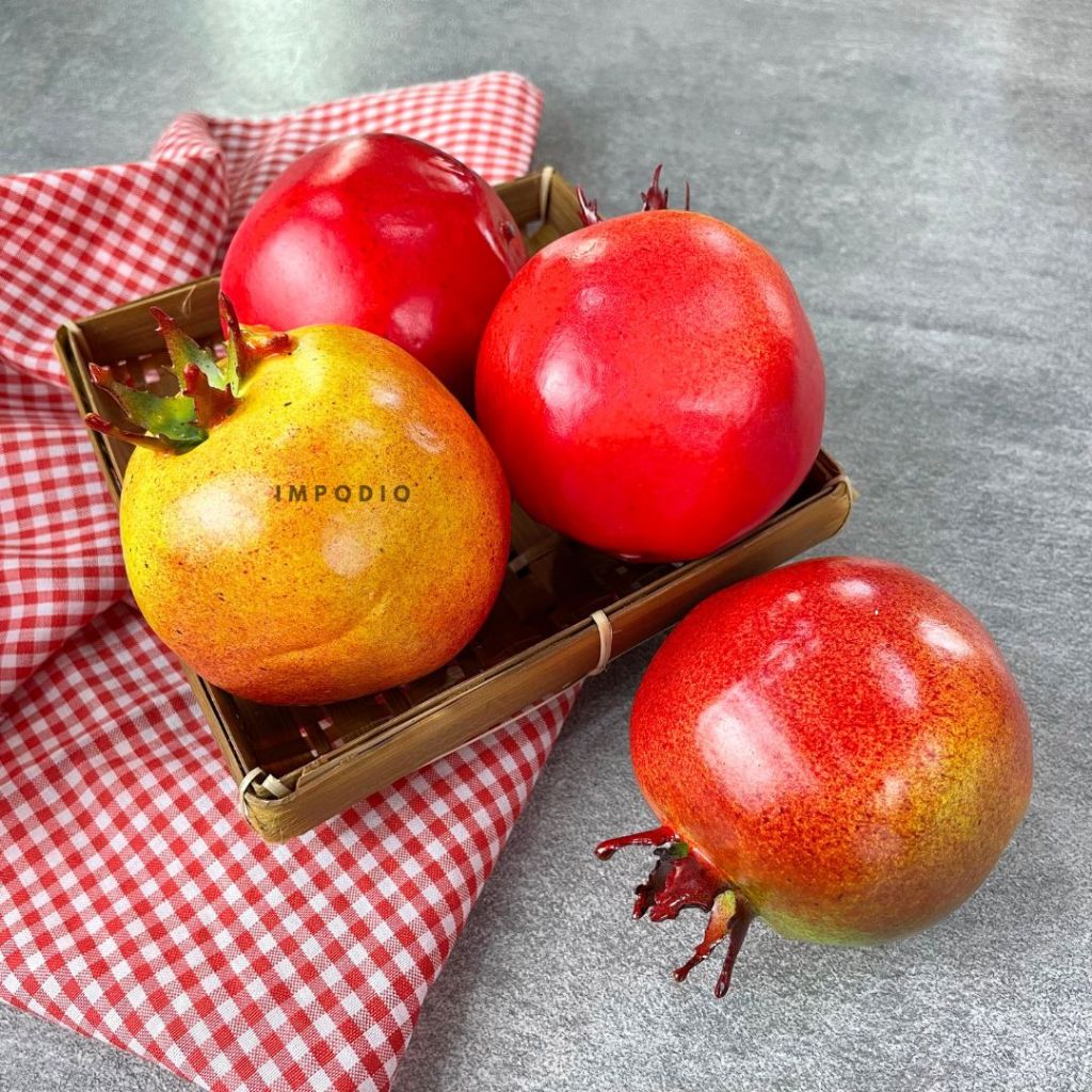 IMPODIO Delima Buah Artificial Palsu Imitasi - Fake Pomegranate Props Foto Produk
