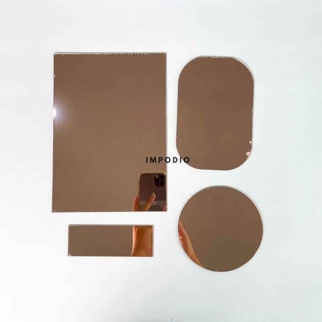 IMPODIO Set Acrylic 4 Shapes Mirror Props Foto Aksesoris  - Dekorasi Foto Produk