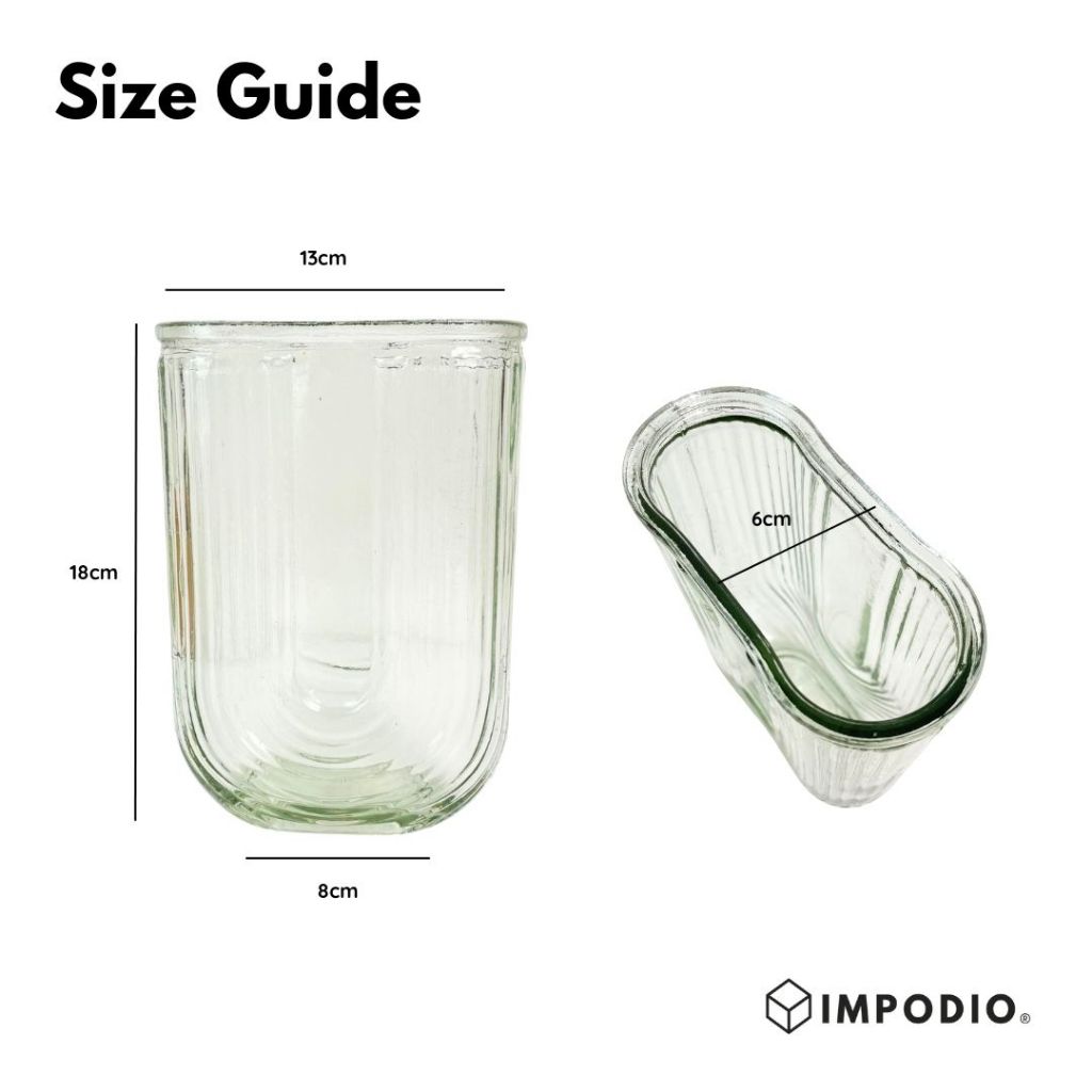 IMPODIO Vas Bunga Kaca Model U 2 variant - Dekorasi Interior Ruang Tamu Props Foto Produk