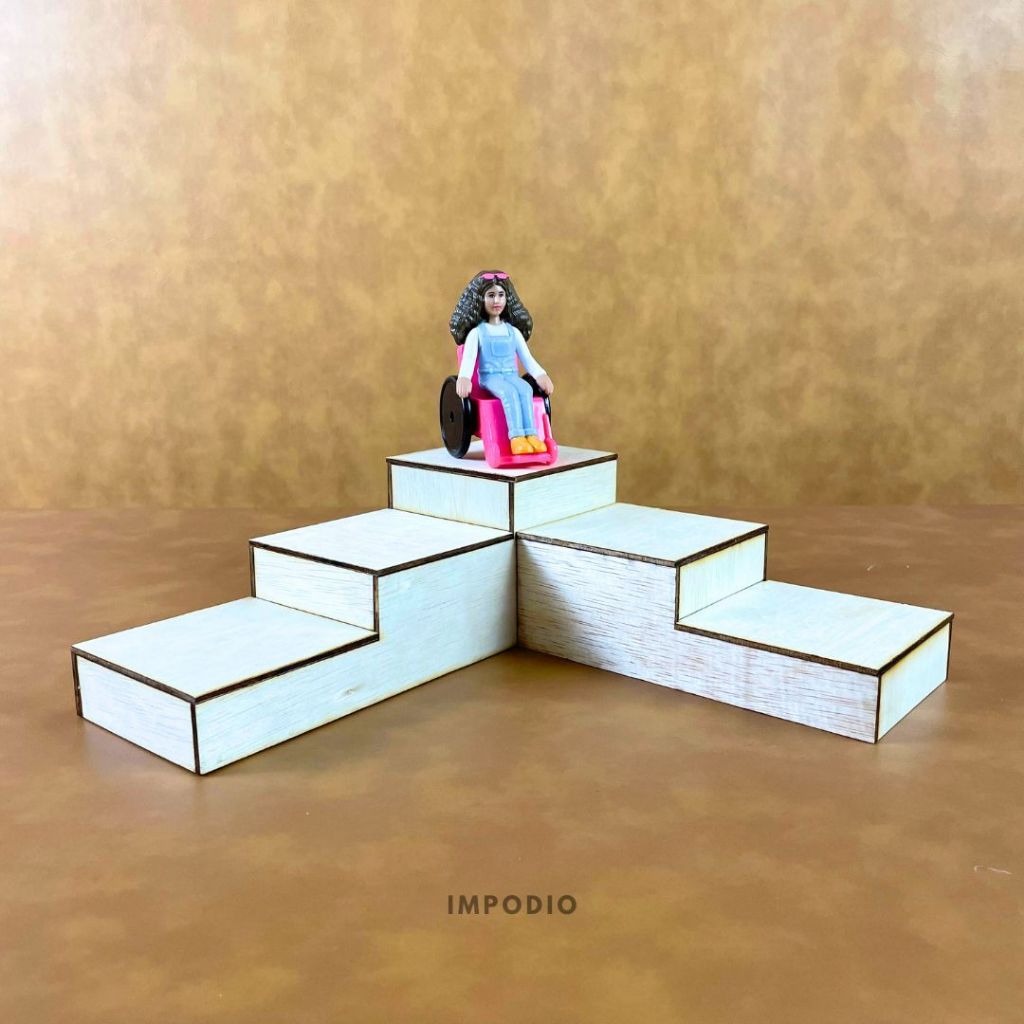 IMPOPDIO Tangga Podium Kayu Natural Wood - Display Produk Mini Skincare Props Foto