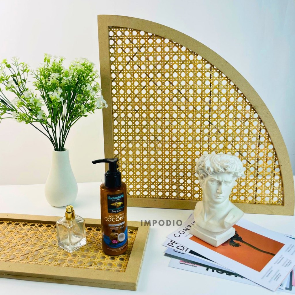 IMPODIO Window Panel Anyaman Rotan - Tray Rotan Dekorasi Props Foto Produk