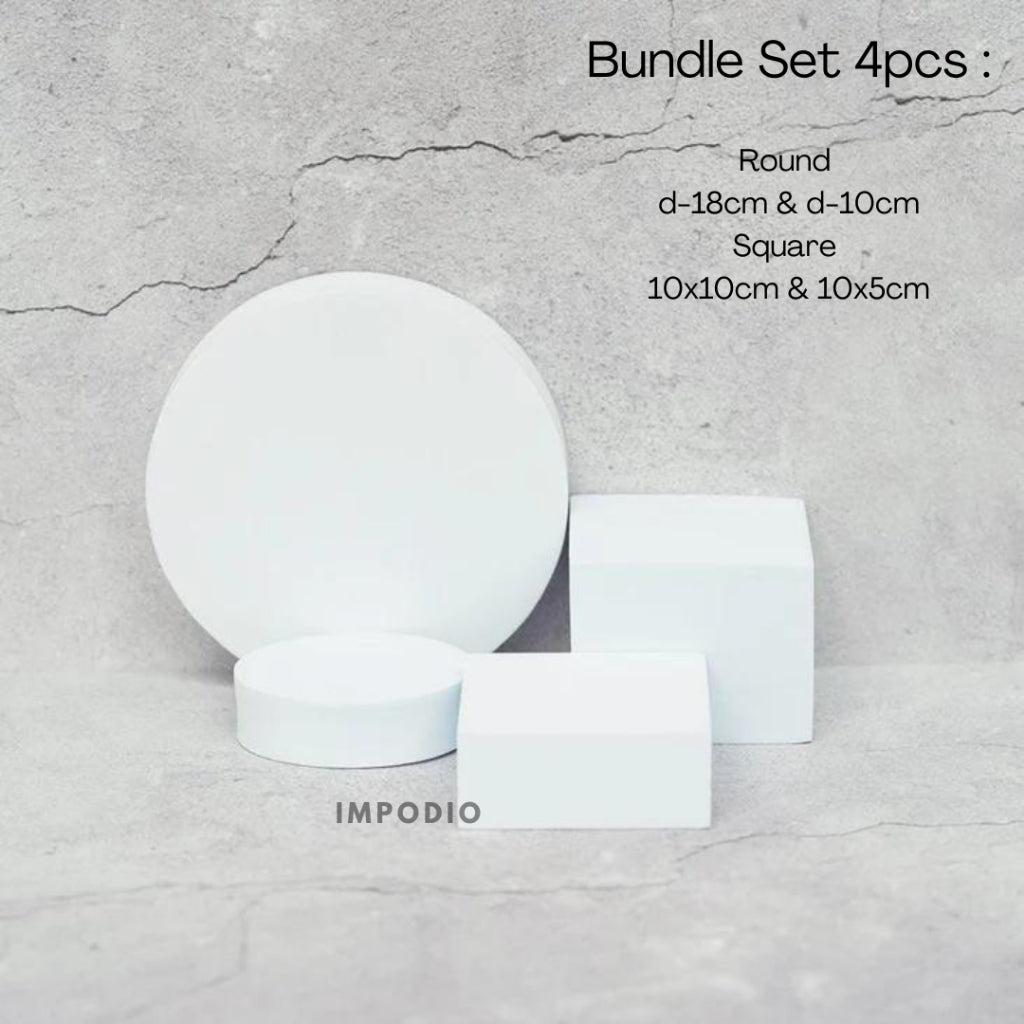 IMPODIO Set 4pcs Round Geometry Photo Props - podium leveling balok kubus bulat tabung lingkaran -  Product Shooting Decoration Stand Backdrop Cosmetics Photography sets