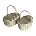 IMPODIO Kerajang Piknik Oval Anyaman Rotan Asli - Properti foto - close up