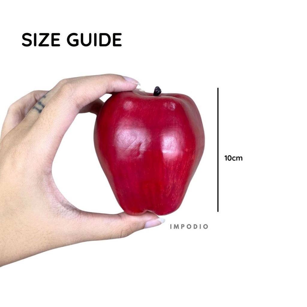 IMPODIO Buah Apel Merah Palsu - Fake Apple Artificial Fruit Properti Foto Produk