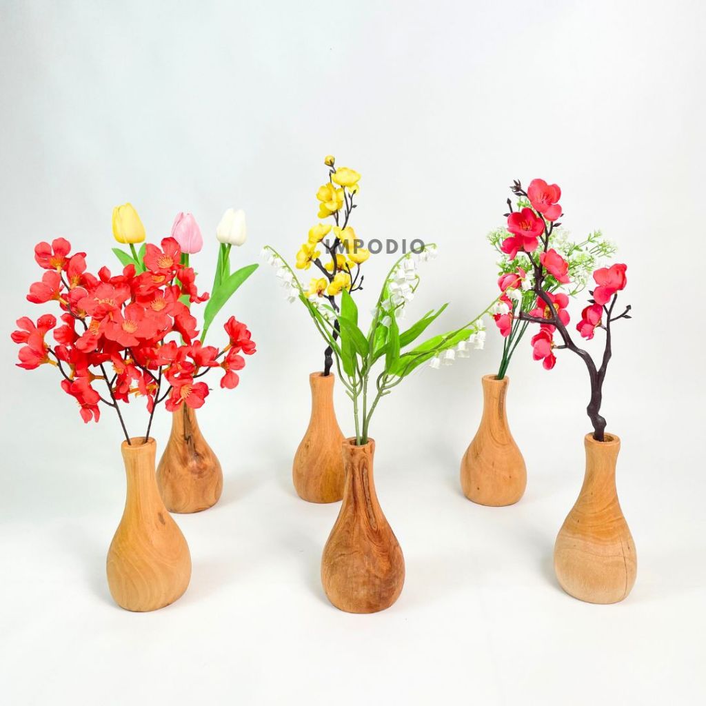 Paket Vas Bunga kayu IMPODIO/Dekorasi meja ruang tamu
