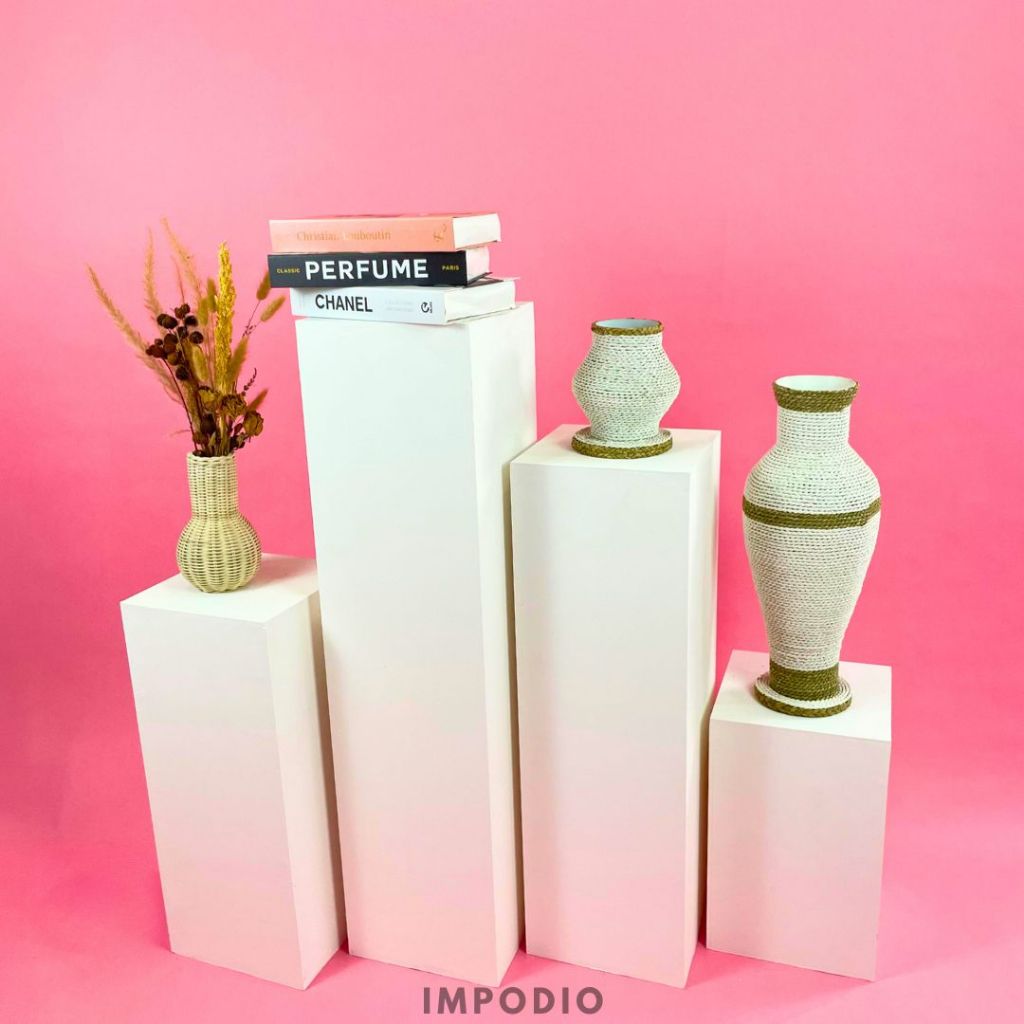 IMPODIO Kotak podium props kubus white large 25x25x100cm - kokoh dan kuat bisa tahan 100kg