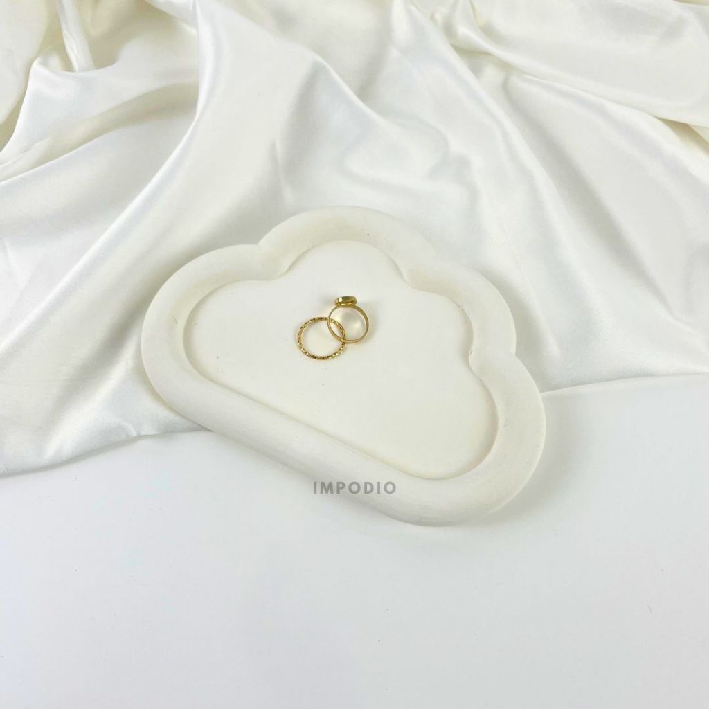 IMPODIO Concrete Tray Nampan Coaster Aesthetic - Display Jewelry Properti Foto Produk